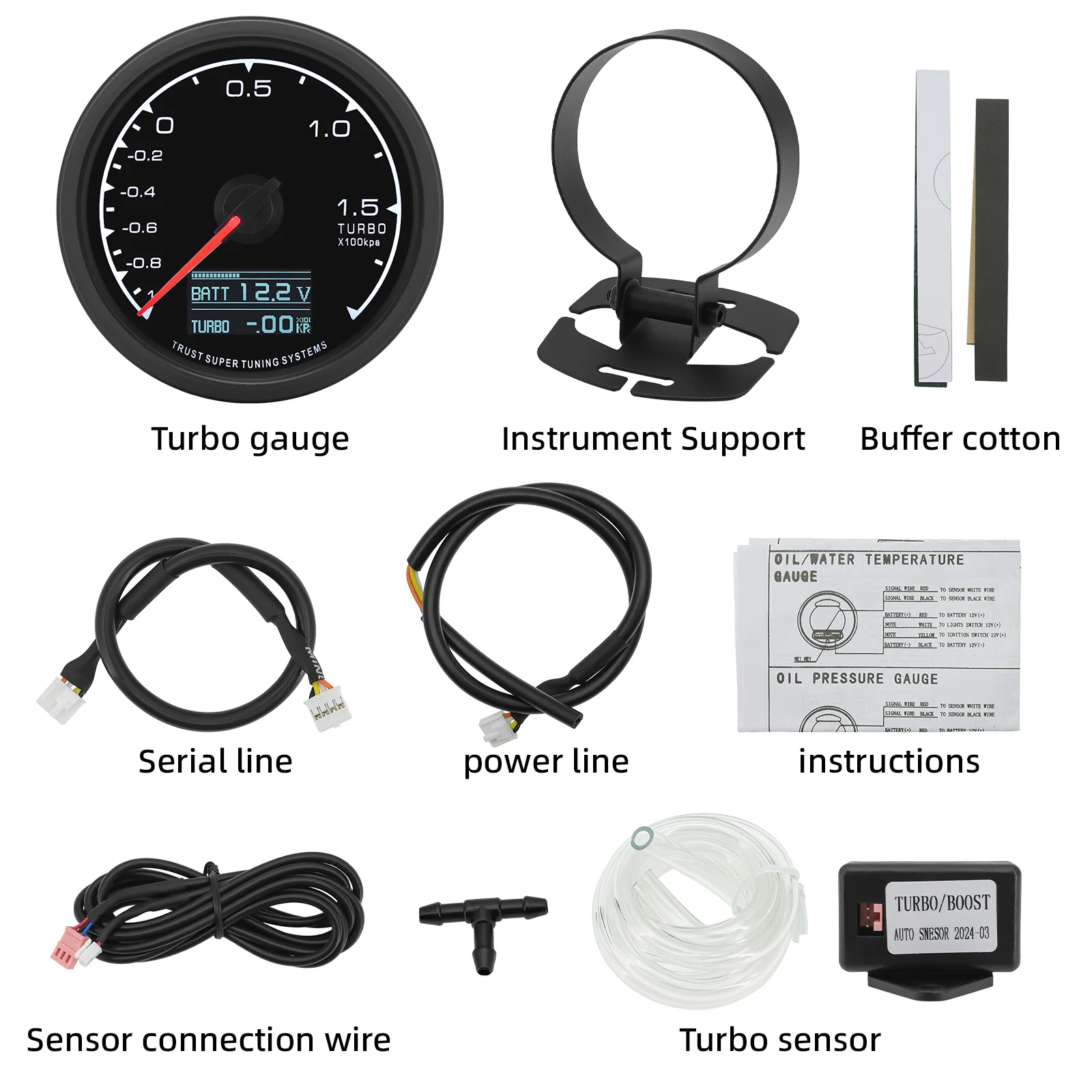 Digital Car Turbo Boost Gauge Oil Pressure Gauge RPM Tachometer Air-fuel Ratio Meter Oil Temperature Gauge For Racing Car