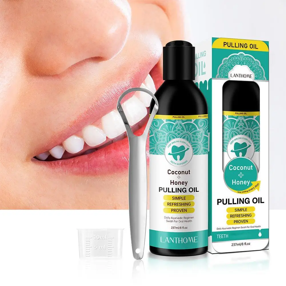 

New 237ml Freshen Breath Mouthwash Coconut Oil Pulling Peppermint Mouthwash Mint & Coconut Oil Pulling Long-Lasting Oral Care