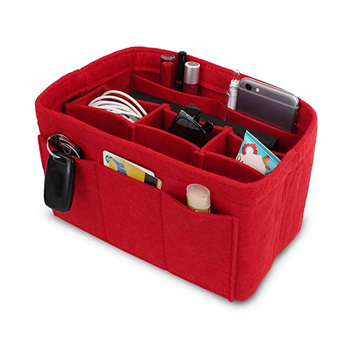 Stylish Felt Diaper Organizer Bag Storage Multi-Pocket Foldable Bag for Burp Cloths Bibs Wipes