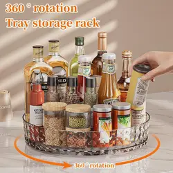 360 Rotating Tray Kitchen Storage Containers for Spice Jar Snack Food Tray Bathroom Storage Box Non Slip Cosmetics Organizer