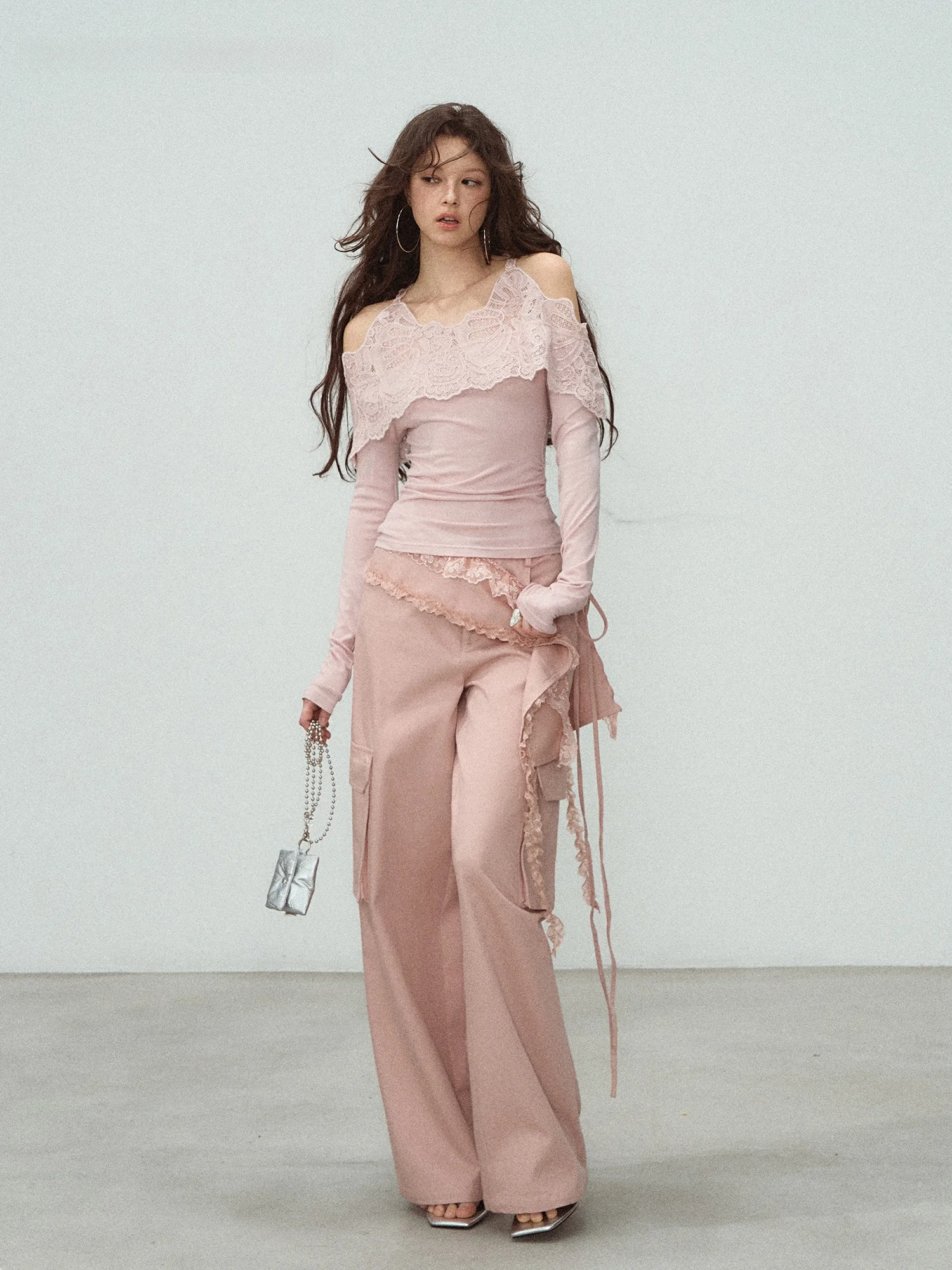 Sweet Style Lace Splice One Shoulder T-Shirt Sleeve Long Knitted Top for Women LulusMiracle Rosemary Bitter And Sweet Style