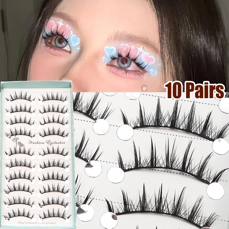 10 Paar neue Manga Cosmetics Wimpern Wimpern Koreanisches Make-up Beste falsche Wimpern 3D-Nerzwimpern Cosplay Soft Blush – Detail 4