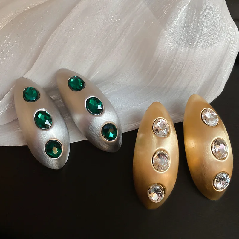 European and American Exaggerated Elliptical Brushed Metal Earrings Fashion Earrings Light Luxury High End Female Accessories