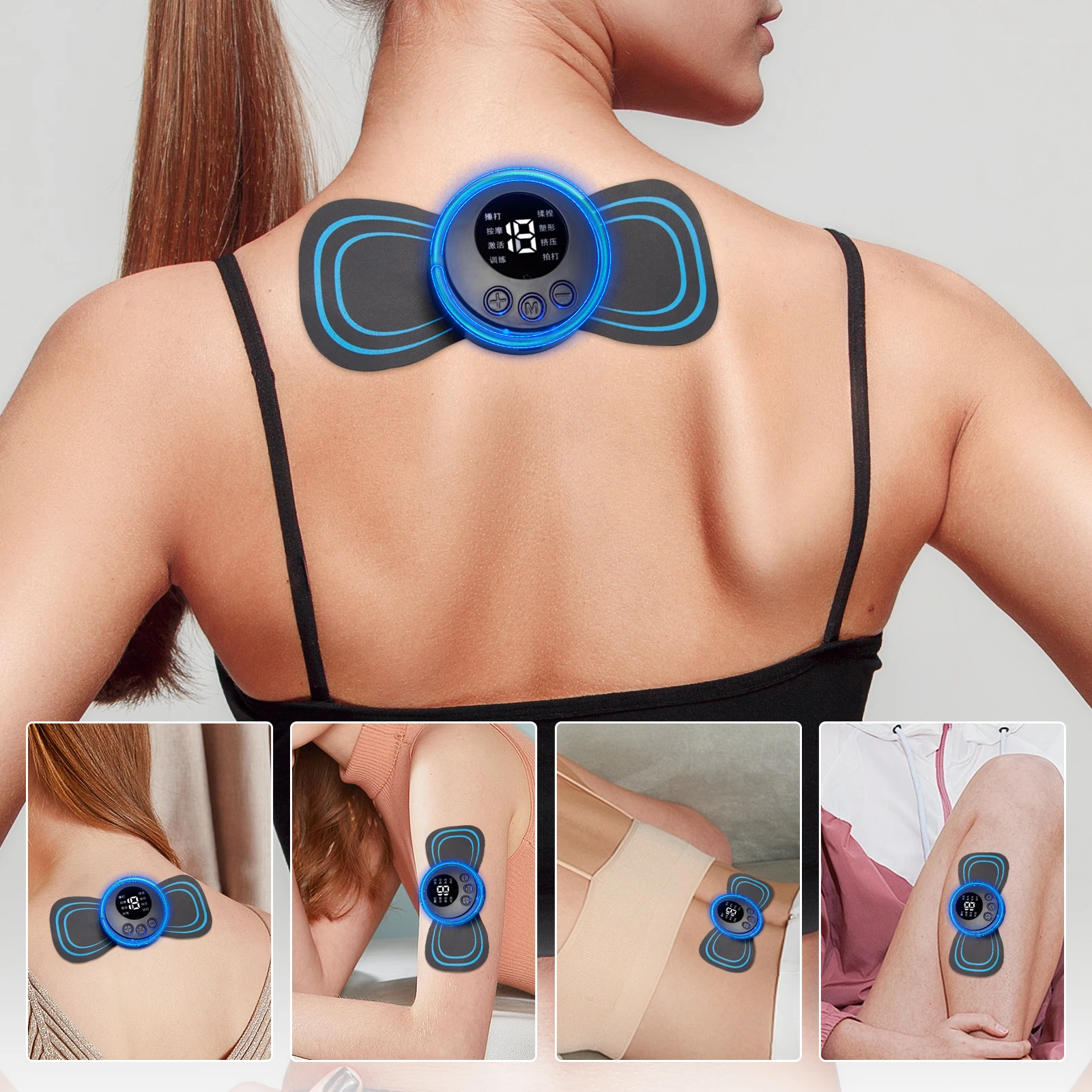 Electric Neck Massager LCD Display EMS Neck Stretcher 8 Mode Cervical Massage Patch Pulse Muscle Stimulator Portable Relief Pain