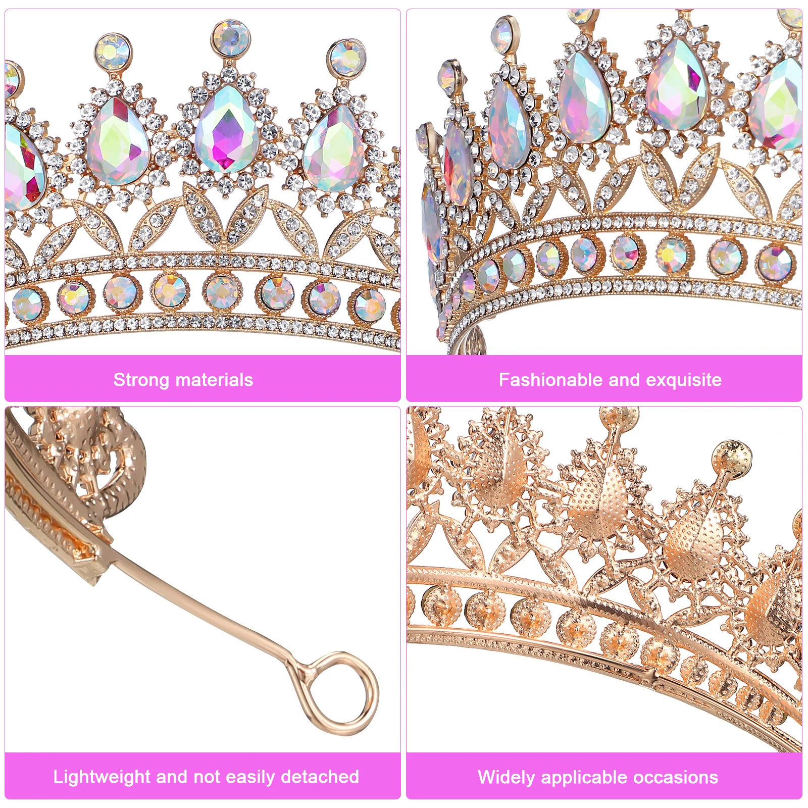 

Baroque Crown Tiara Rhinestone Bridal Headpiece Women Birthday Party Homecoming Prom Accessories Hair Styling Tool Elegant