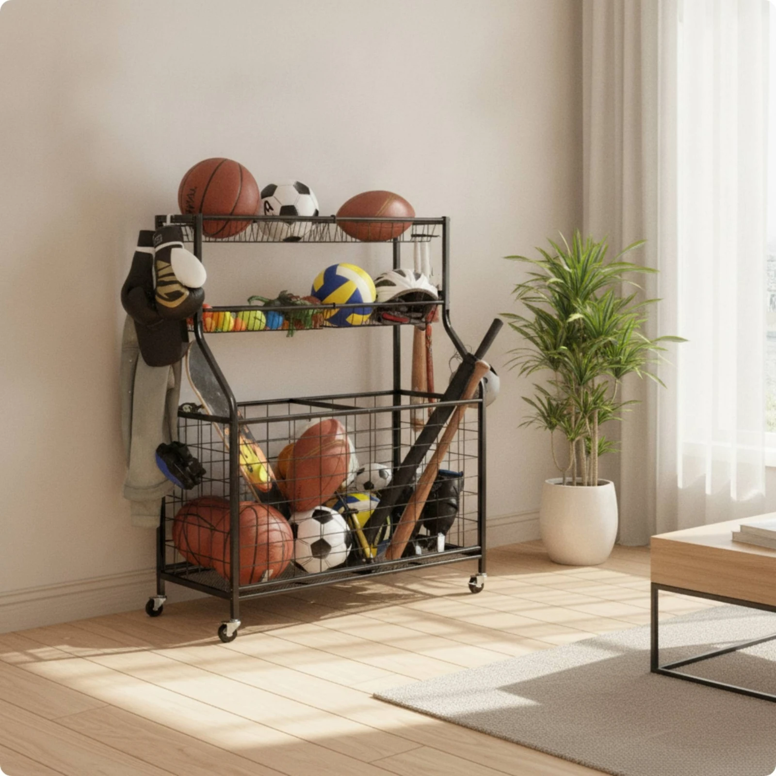 ローリングスポーツボール収納カート メッシュボール収納ラック - Sports Equipment Cart のレビューと価格