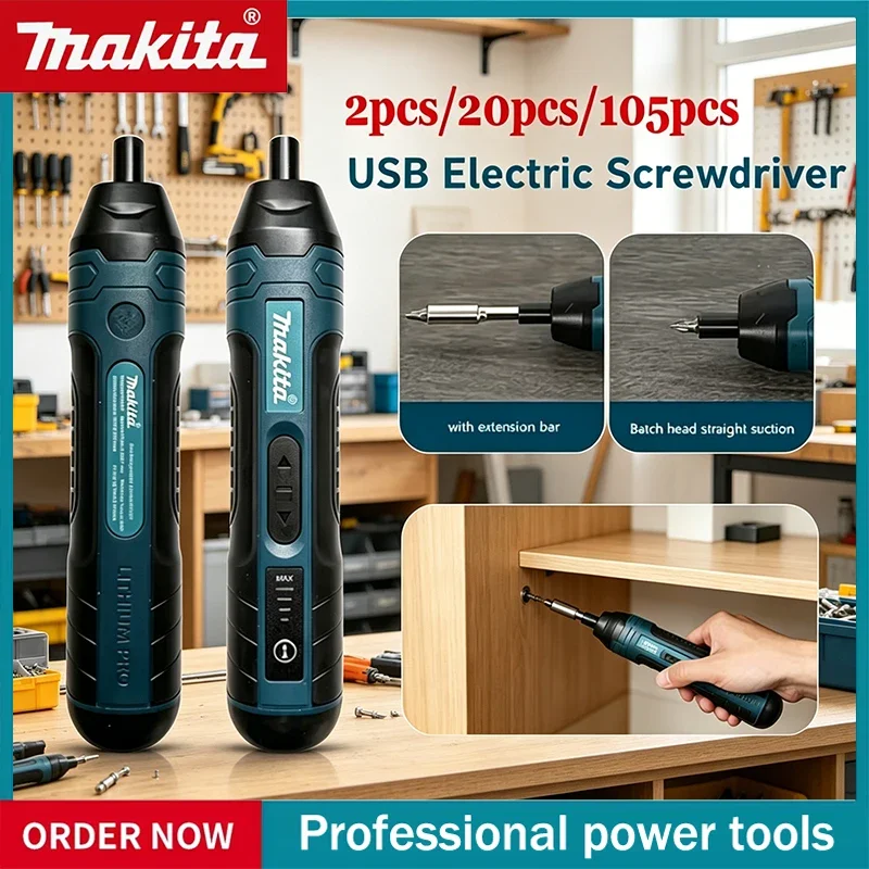 

Makita Multi-function Torque Repair 2pcs/20pcs/105pcs Mini Cordless Electric Screwdriver 1300mah Rechargeable Adjustment Drill
