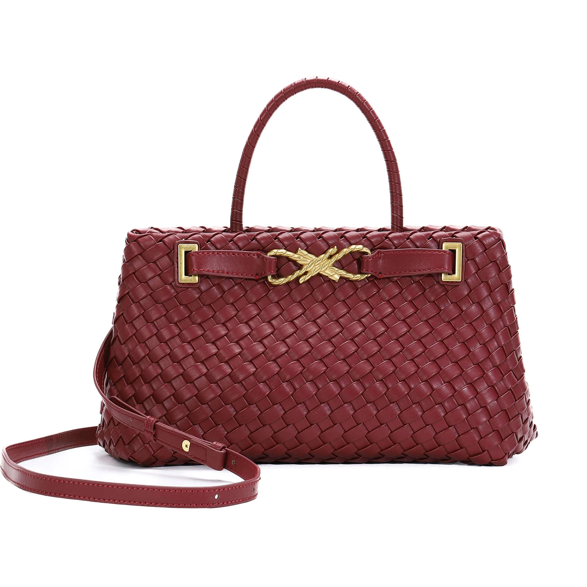 

Плетеная сумка-тоут для женщин, сумка через плечо из веганской кожи, дизайнерская сумка с верхней ручкой, модная летняя пляжная сумка-тоут ﻿