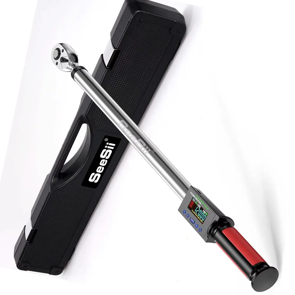 Seesii 1/2-Zoll Digitaler Drehmomentschlüssel 340N.m 2% Drehmomentgenauigkeit Elektrischer Drehmomentschlüssel mit 3 Einstellbaren Modi für Autopflege