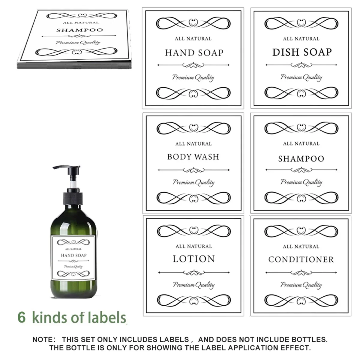 

Дозатор мыла, водонепроницаемые этикетки, белые, черные этикетки для хранения банок для ванной комнаты, наклейки для душа, шампуня, кондиционера, бутылки, 6/12 шт.