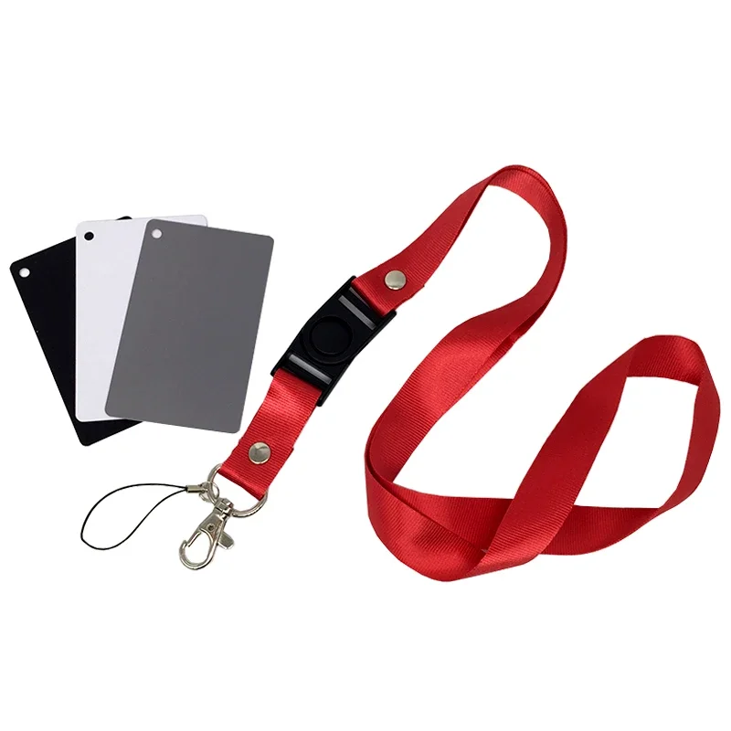 Digital Camera 3 in 1 Pocket-Size White Black Grey Balance Cards 18percent Gray Card with Neck Strap for Digital Photography