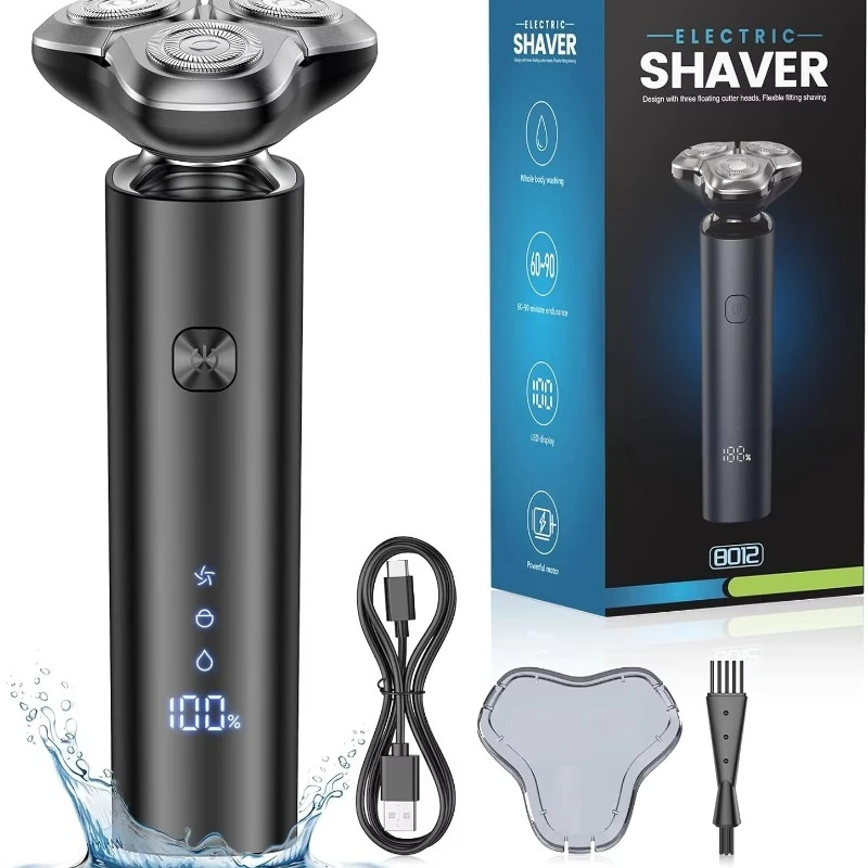 Electric Razor for Men 3 Blade Rotary Shaving Machine Touch Switch Type C Fast Charging Travel Lock Men's Electric Shaver