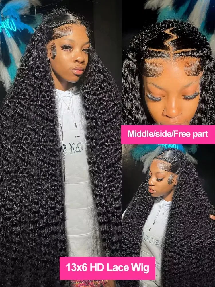 300% 40 بوصة موجة المياه مجعد الدانتيل الباروكة الأمامية 13x4 13x6 HD موجة عميقة الدانتيل الباروكة الأمامية 360 خصلات الشعر المستعار الإنسان الكامل للنساء للبيع