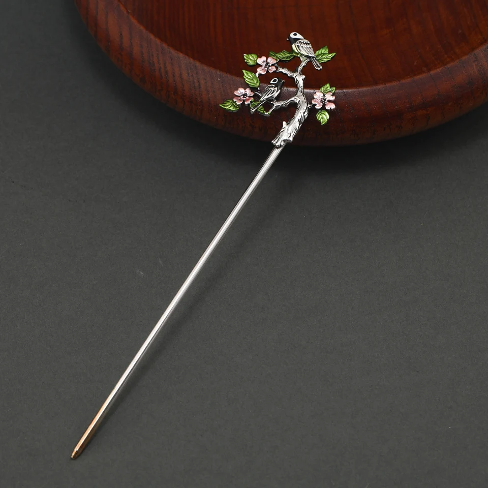 Muylinda Vintage Chinese Style Hanfu Hair Stick Women Metal Glaze Hair Fork Chopsticks Hairpin Woman Hair Jewelry Accessories