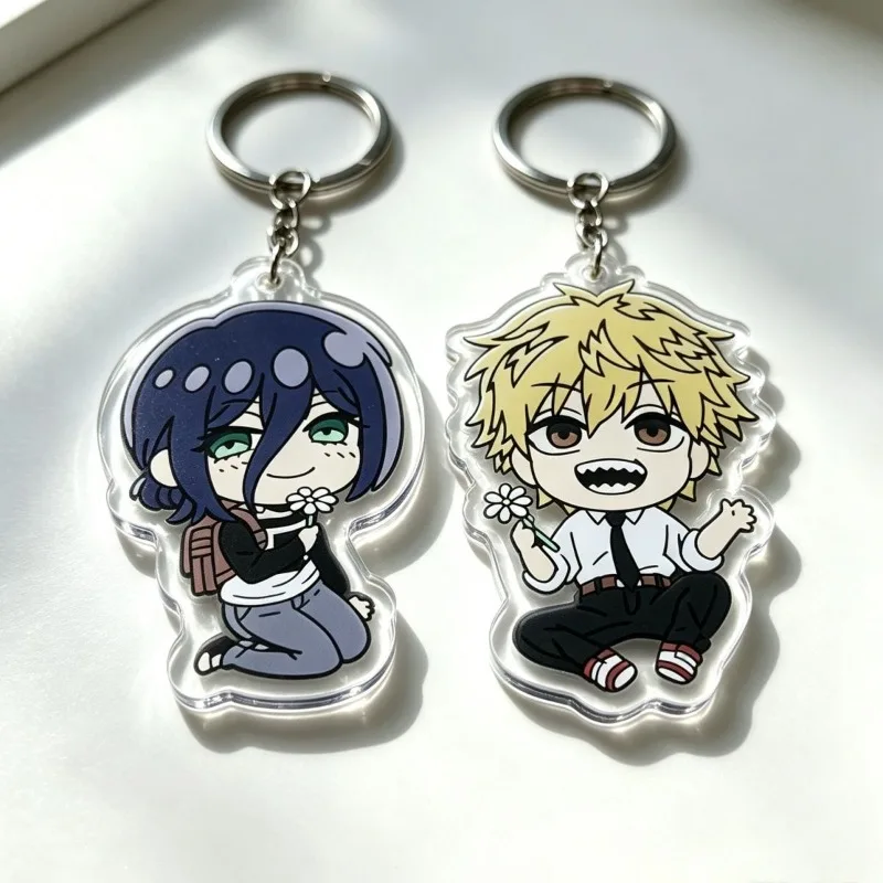 Chainsaw Man Acrylic Keychain Women Denji Reze Q Kneel Daisy Cute Bag Charm Car Pendant Desktop Decor Birthday Cosplay Fan Gift