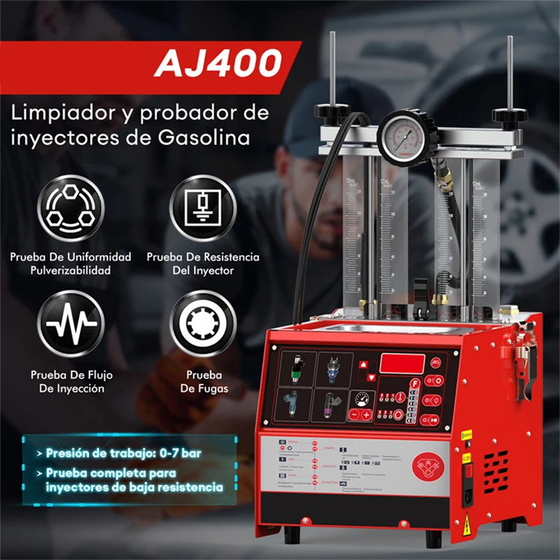 

AJ400 GDI Car Fuel Injector Cleaner and Tester 4-Cylinders Ultrasonic Automatic Fuel Injector Tester For Motorcycle/Car