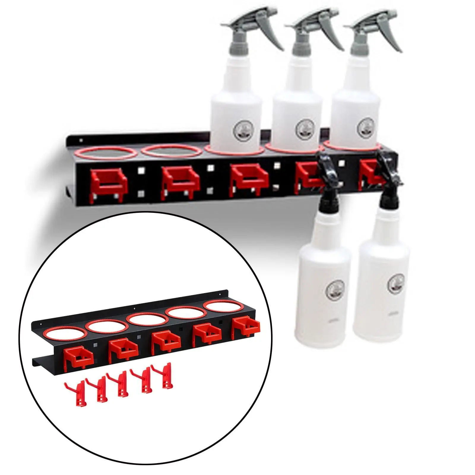 

Держатель для бутылок с распылителем, стеллаж для хранения бутылок с распылителем, органайзер для гаража, инструмент для мойки автомобиля, органайзер для гаражных бутылок для рабочего пространства в гараже