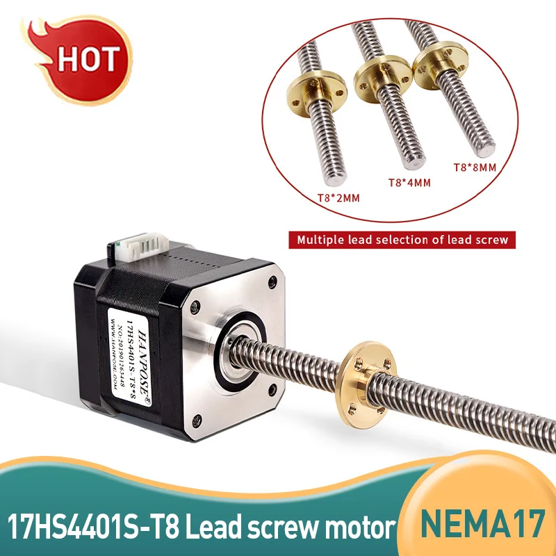 Screw rod L100-300mm stepper motor 17HS4401S-T8*8 Nema17 Screw Copper nut for CNC milling machine