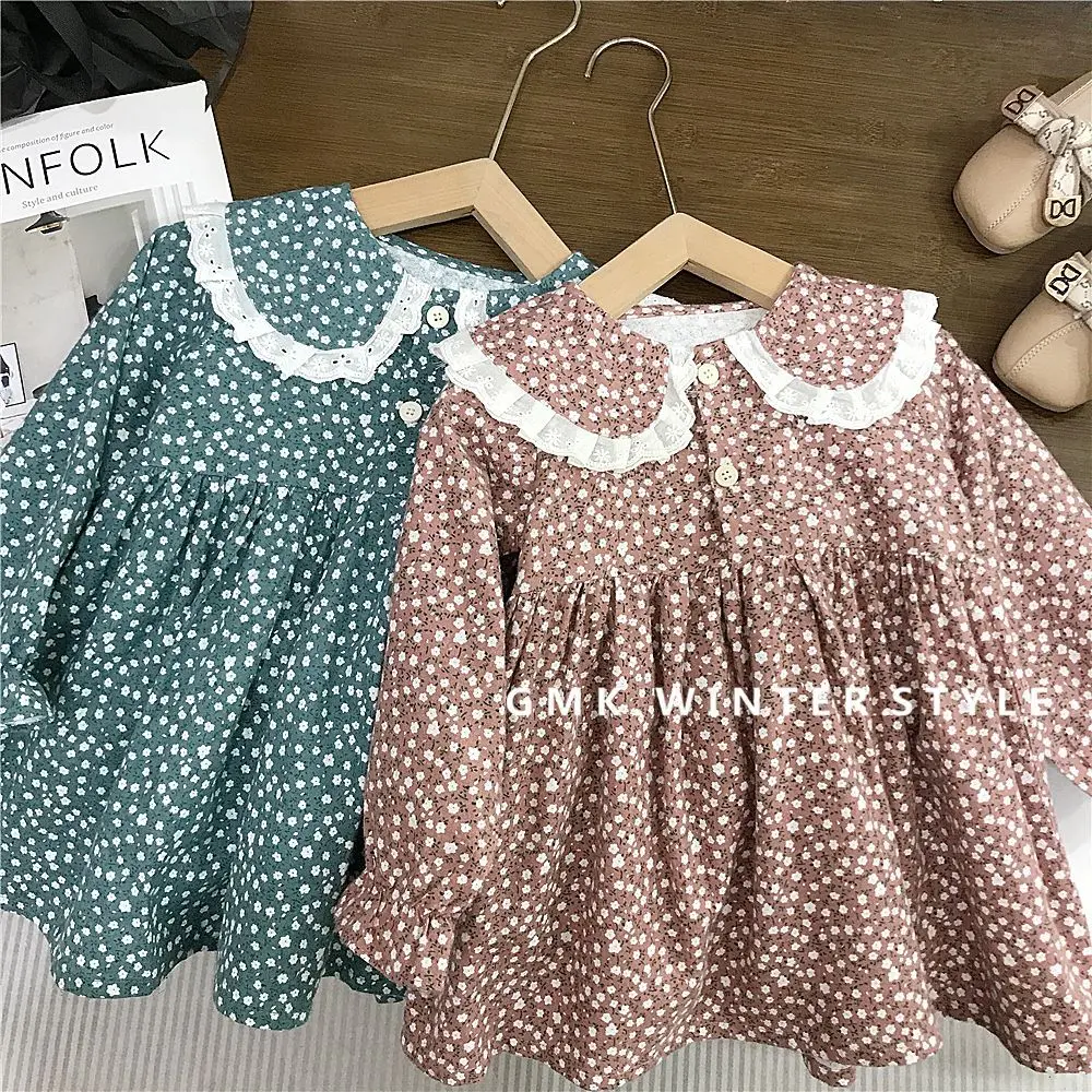 Belle Dress 2026 Spring 1-8Y Girl Dress Cotton Floral Print Children Girl Princess Dress Casual Long Sleeve Kid Baby Girl Dress