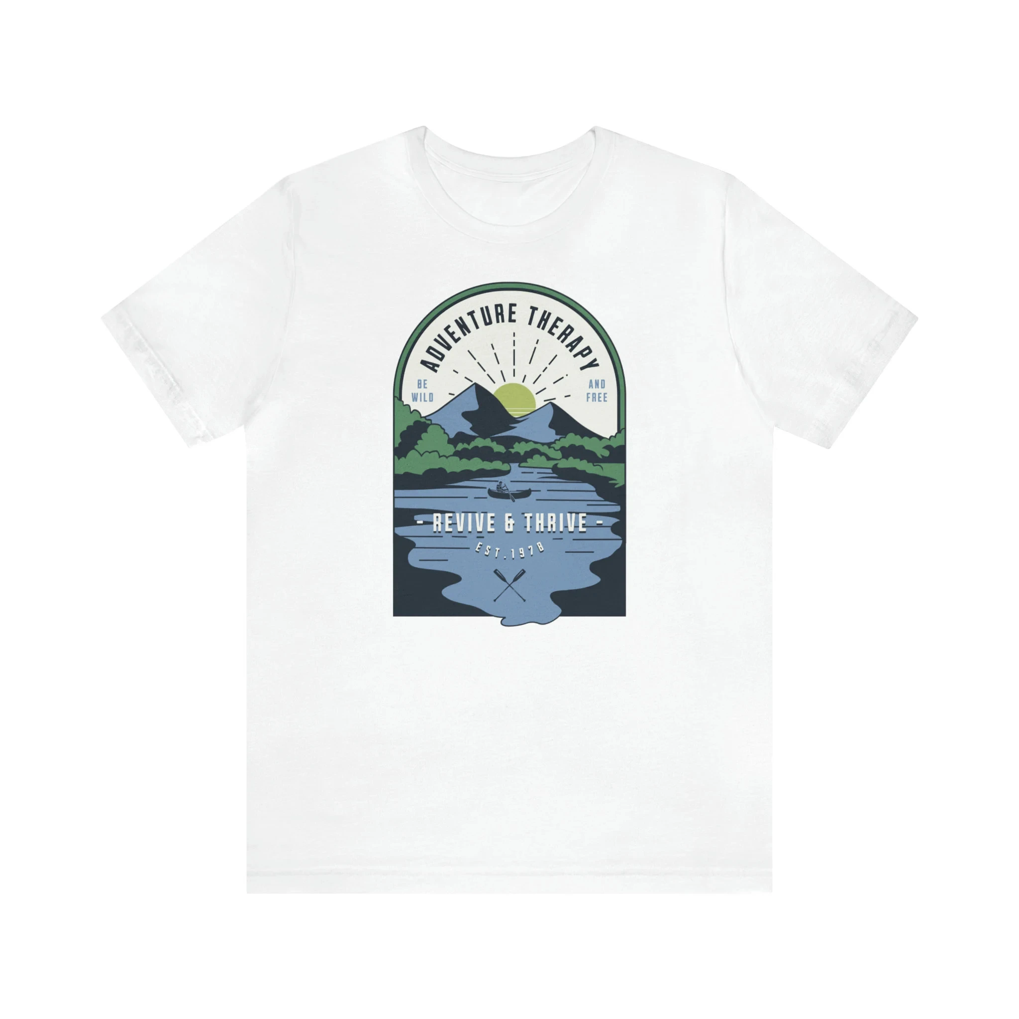 Adventure Therapy T-Shirt Revive and Thrive Hiking Tee Summer High Quality T-shirt Fashion Trend Casual Comfortable Retro Style