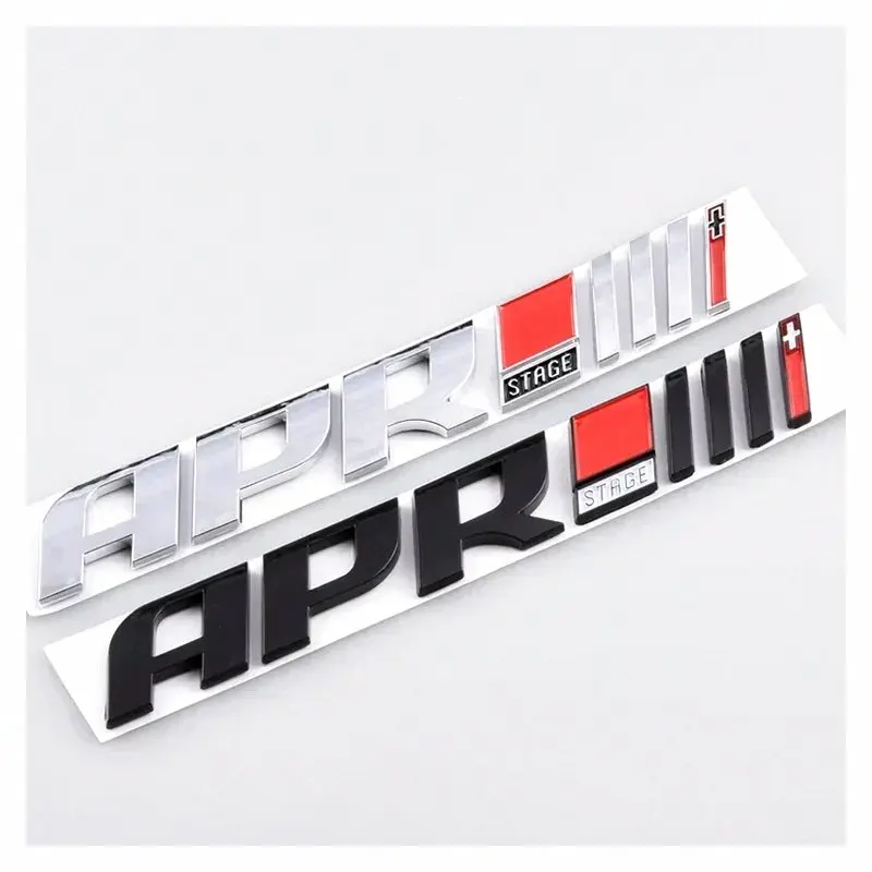 Car Sticker Chrome 3D ABS Black Letters Logo APR Stage III 3+ Rear Trunk Boot Badge Emblem Sticker for GOLF R8 RS A3 A4 Q5 parts