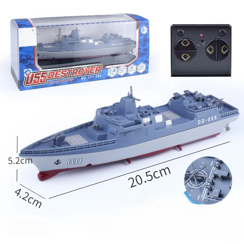 Mini Remote Control Ship High-speed RC Speedboat Water Game Electronic Wireless 2.4G RC Warship Simulation Mini Battleship toy