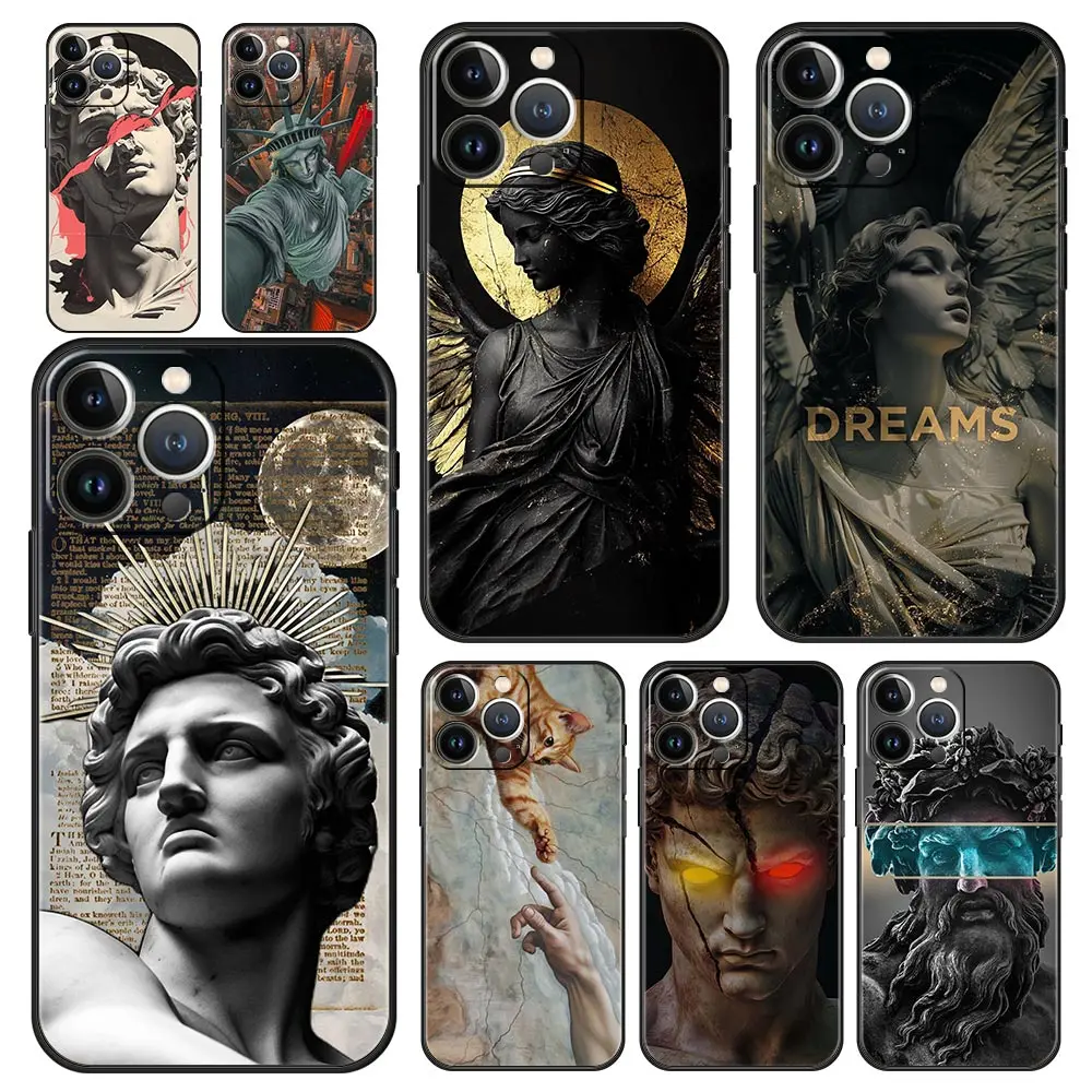 Fashion Ancient Greek Statues Phone Case Cover for iPhone 17 16 15 14 13 12 Pro Max 11 Pro Max 17 AIR Plus Soft TPU Shell Fundas