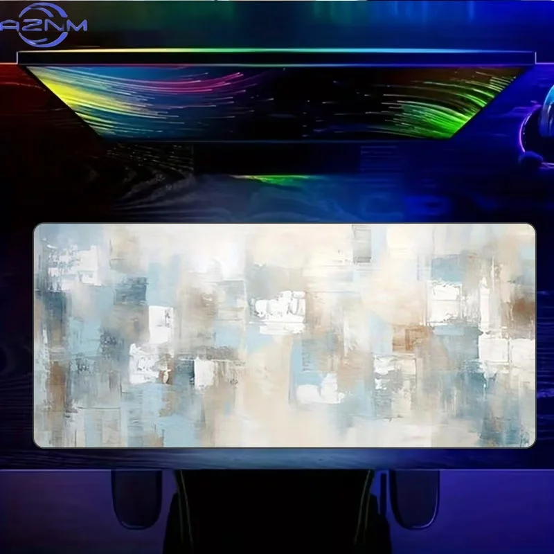 Abstract Mouse Pad in Blue And Beige, Made of Rubber, Available in Various Sizes, Featuring a Serene And Ethereal Design, Perfec