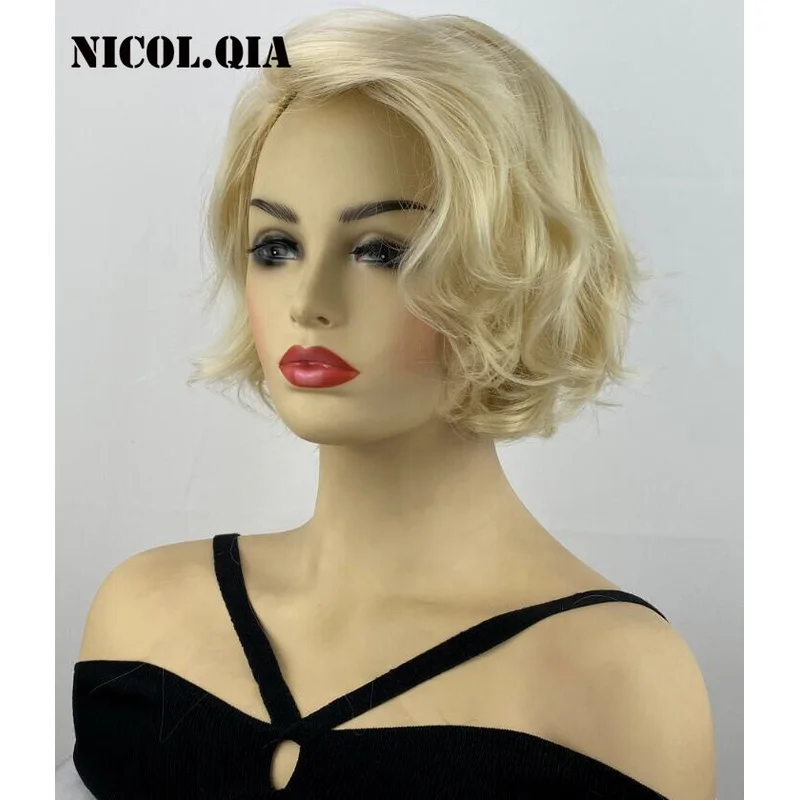 Perruques synthétiques blondes ondulées de longueur moyenne pour femmes, perruques naturelles tendance