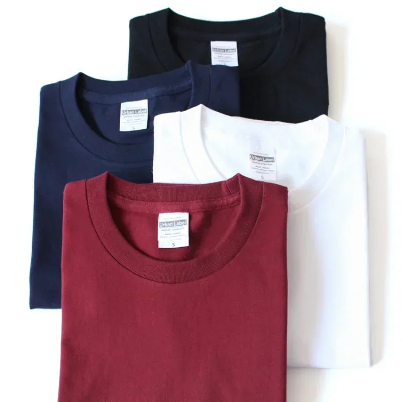 200g Thick 100% Cotton T-shirt Men Solid Round Neck Short Sleeved T-shirt for Women Clean Fit Pullover Tops Low Price Clearance