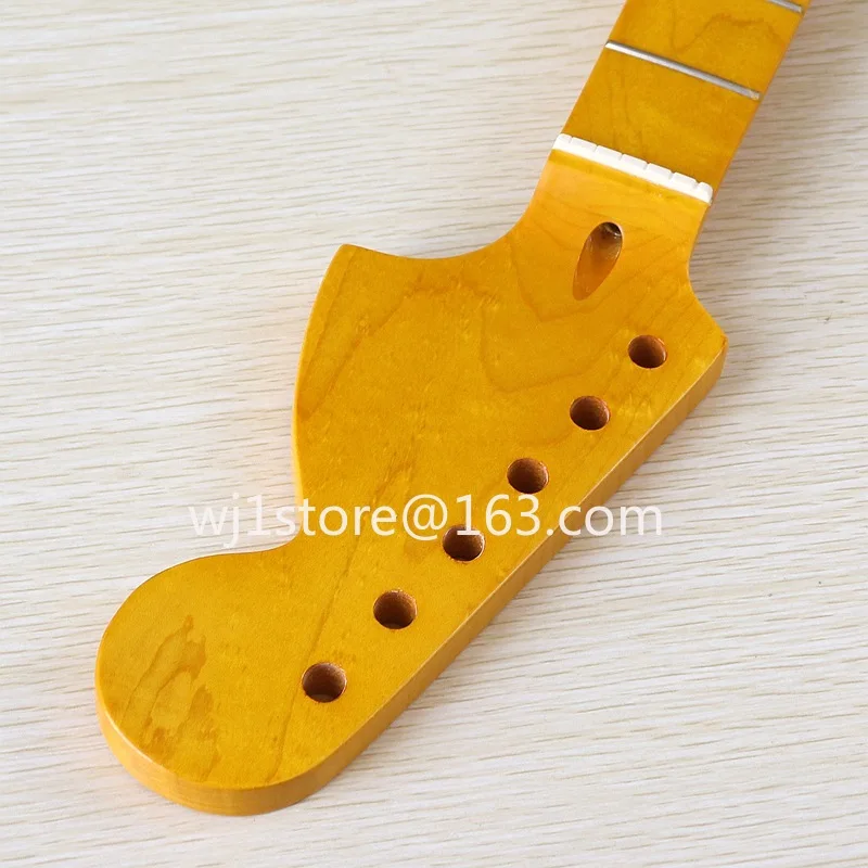 Suitable for electric guitar neck 6 strings 22 frets big head neck with maple bright yellow back centerline handle