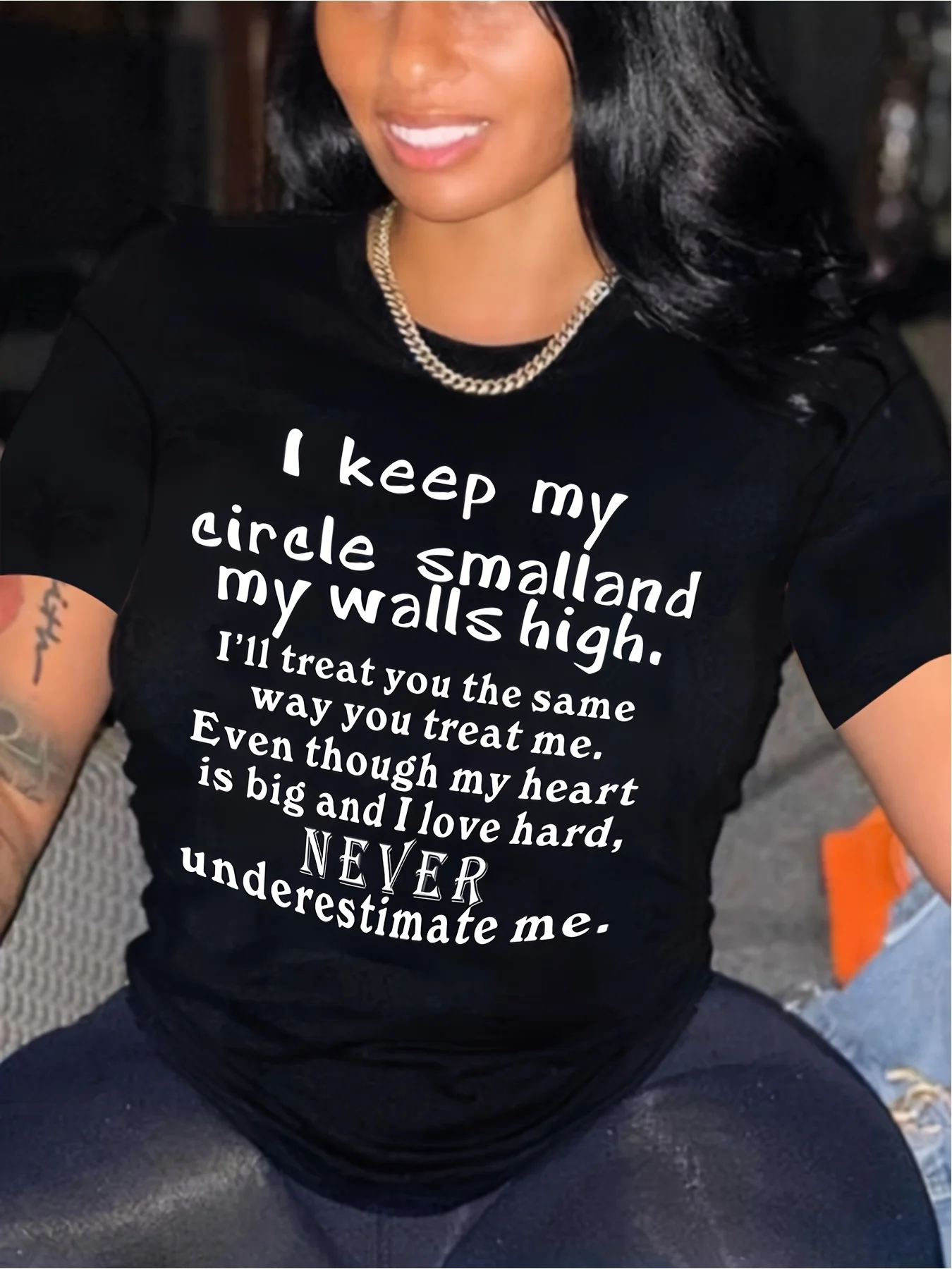 Wo's Clothing Letter Print Crew Neck Tshirt Casual Short Sleeve Drop Shoulder TopCotton Casual Short Sleeve Tee Soft, Comfortable & Machine Washable-Ideal for Casual Attire & Unique Gift, All-Season Casual Wear for Fans|Playful Design Tee| Ideal