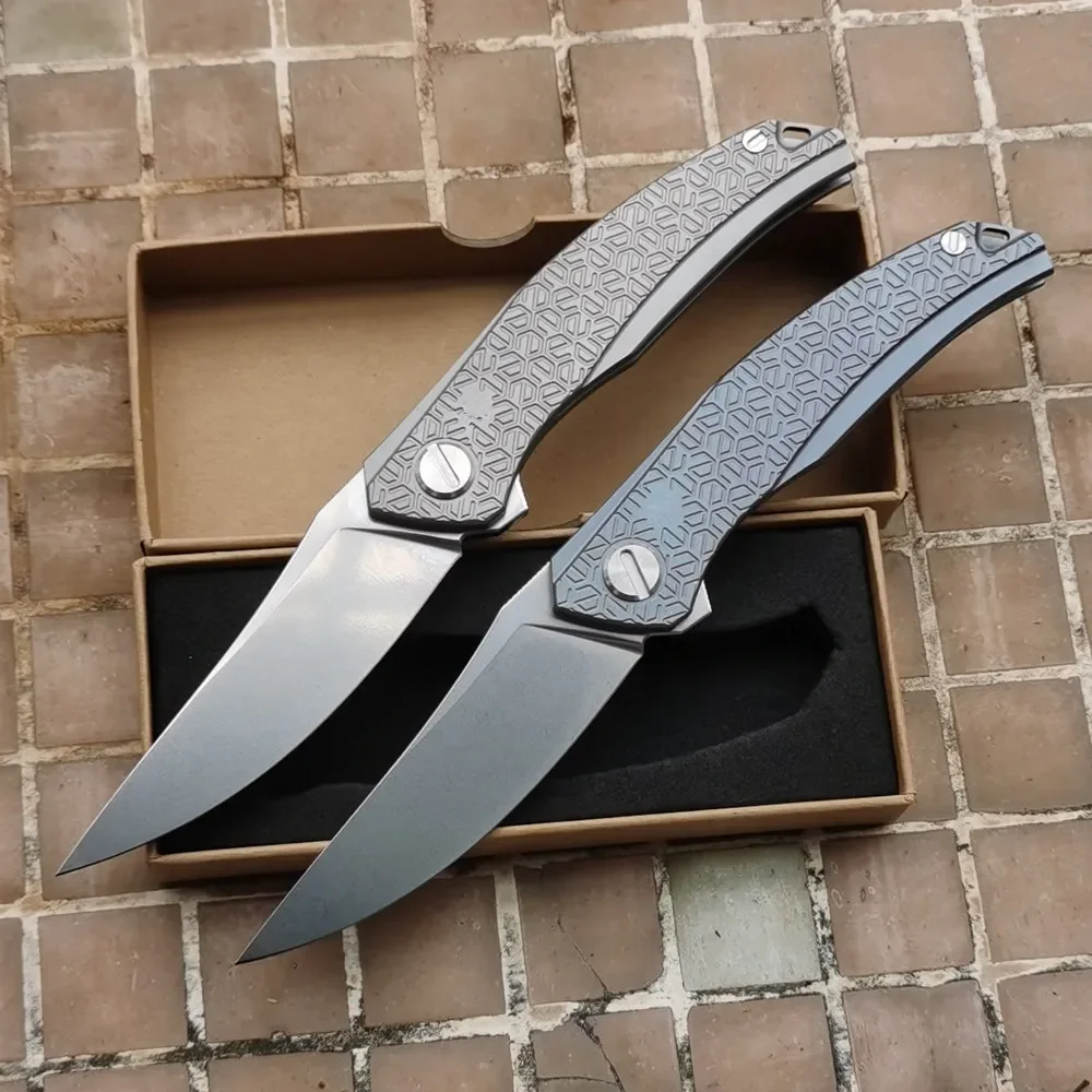 

JUFULE Quantum V2 Double Row Ceramic Bearing Titanium Handle Mark Cromax PM Blade Folding Tactical Camp Hunting EDC Tool Knife