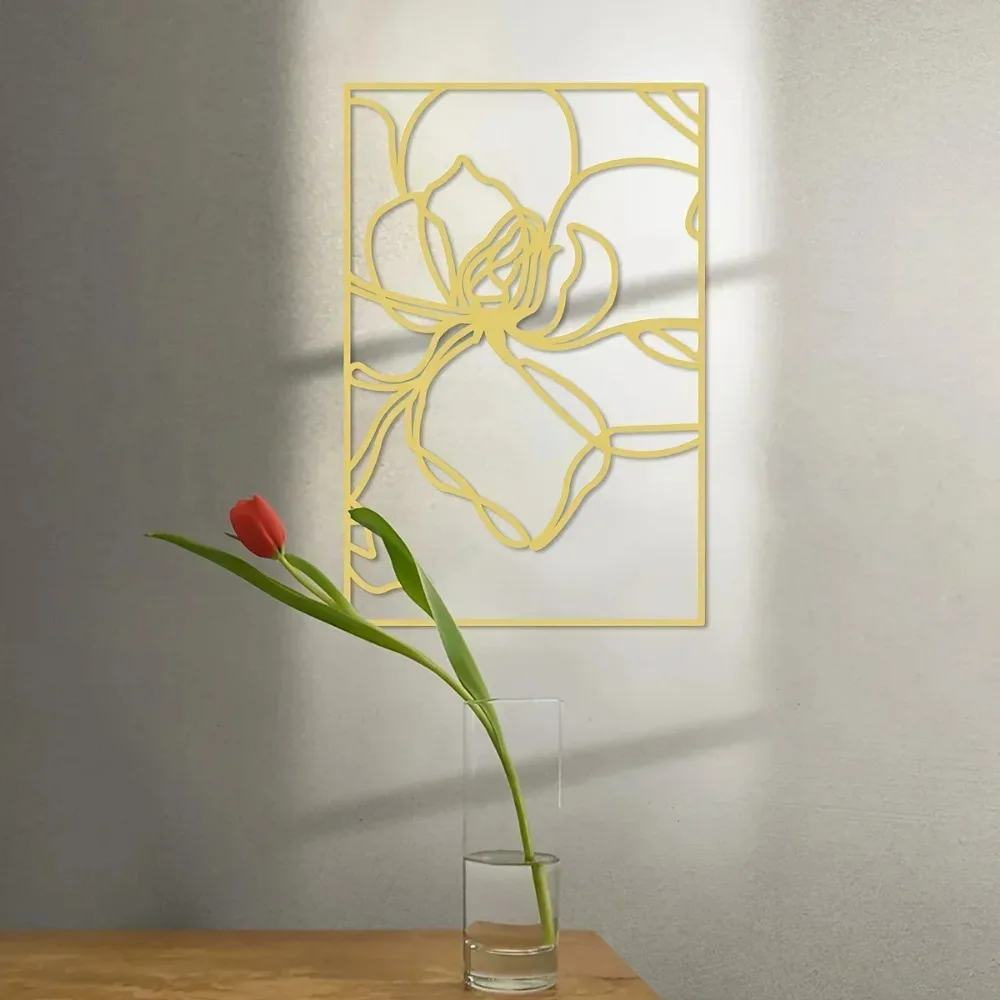 Metal Wall Art Large Gold Decorative Frames Elegant Floral Artwork, Stylish Metal Wall Décor Perfect for Unique Wall Decorations
