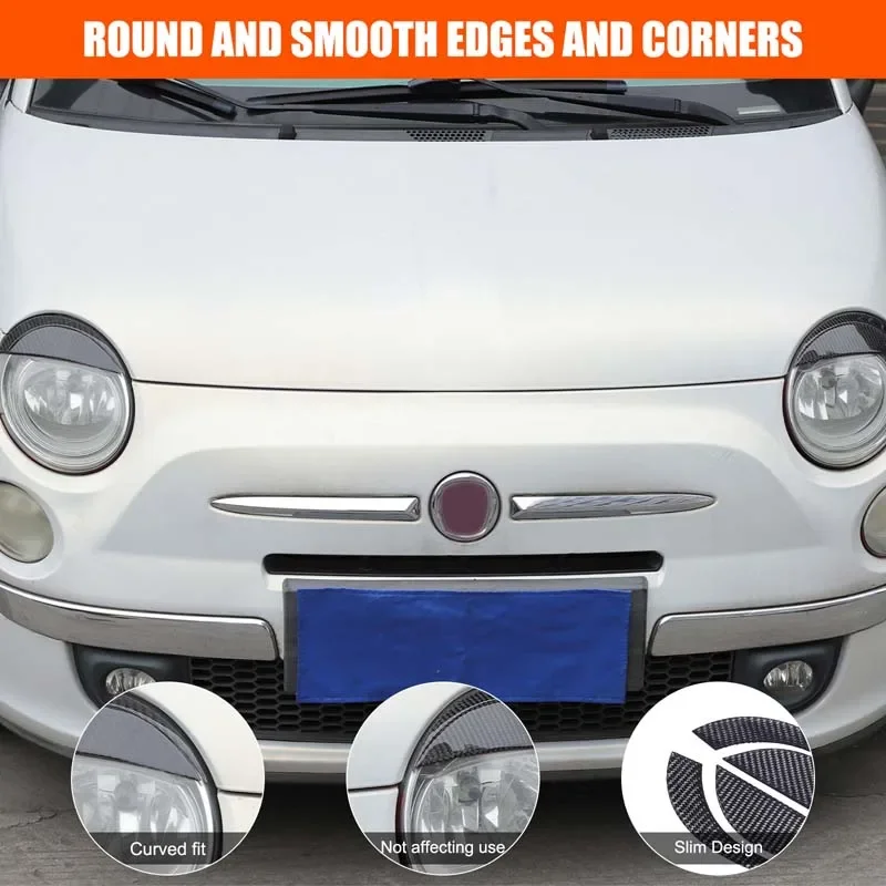 

Мягкое углеродное волокно для Fiat 500 2007-2015, Стайлинг автомобиля, автомобильные фары, декоративная наклейка для бровей, аксессуары для внешней защиты