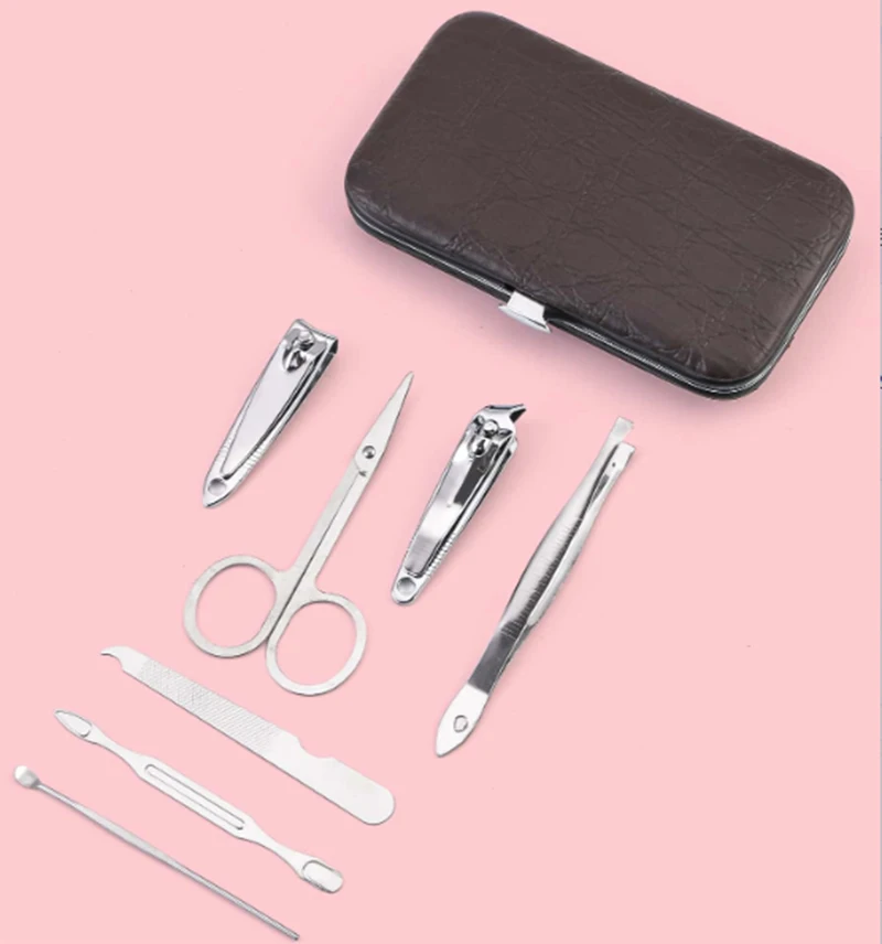 Nail Clippers 7-Piece Nail Tool Set Nail Clipper Manicure Beauty Stainless Steel Trimming Eyebrow Clip Acne Needle Ear Spoon