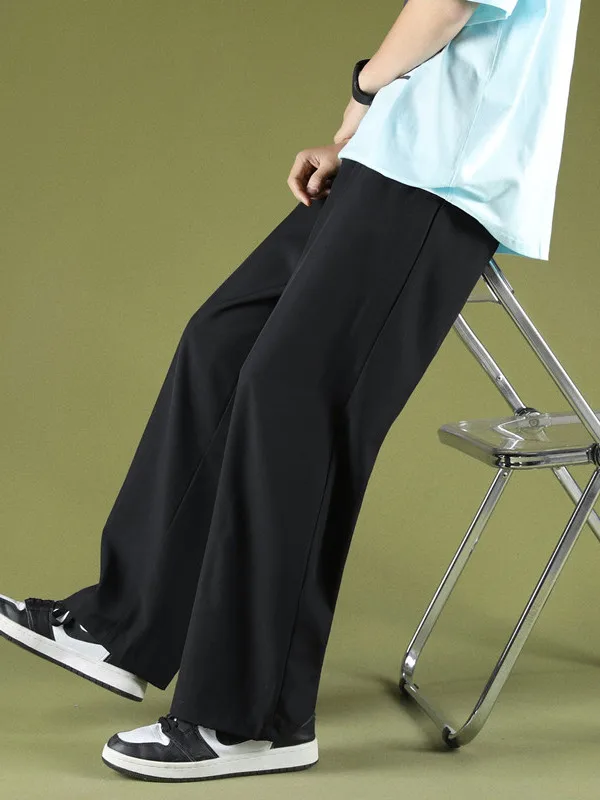 

Ice Silk Men's Summer Thin Loose Straight Casual Pants Trendy Wide Leg Floor-Length Sports Trousers Comfortable Loose Fit