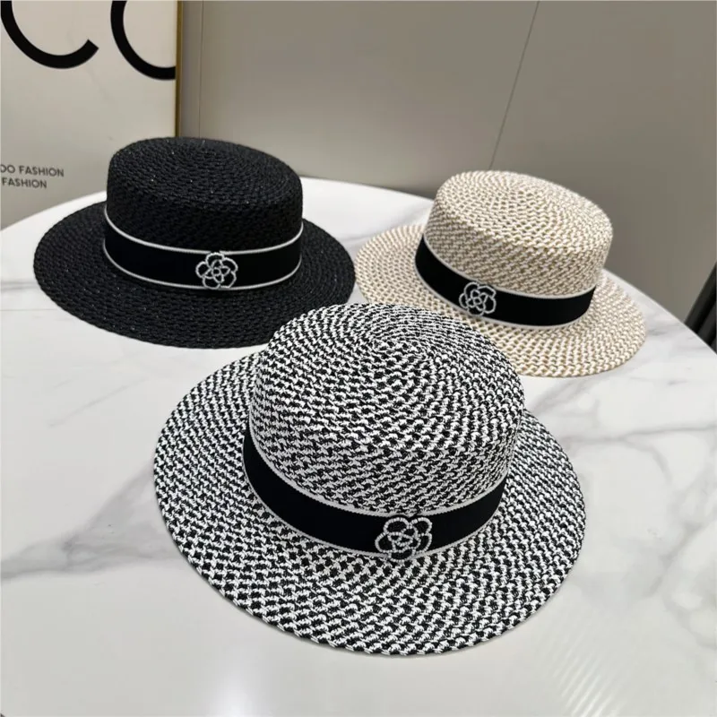 

Summer hollowed-out hat woven camellia top with good outdoor travel