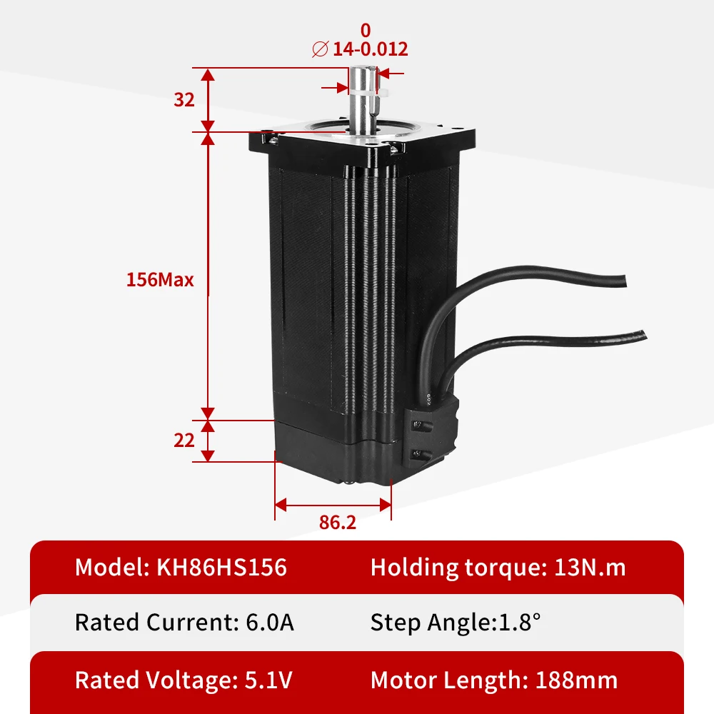 86x86x156+22mm High Torque Nema 34 Closed Loop Stepper Motor 12N.m Kit With Encoder and Hbs86h Driver