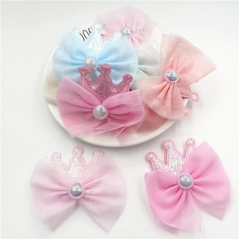 7 pz 8.5x8CM fiore Bowknot imbottito Applique per fai da te bambino Clip di capelli cappello artigianato patch Decor ornamento accessori di