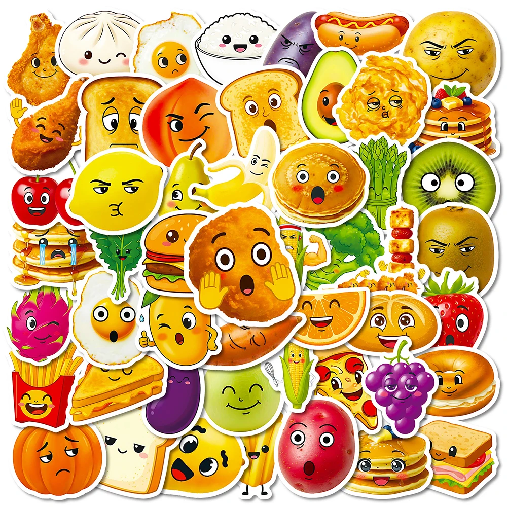 10/30/56pcs Fruit Vegetables Food Meme Stickers Funny Creative Sticker Decoraiton Luggage Stationery Phone Graffiti Decals Pack