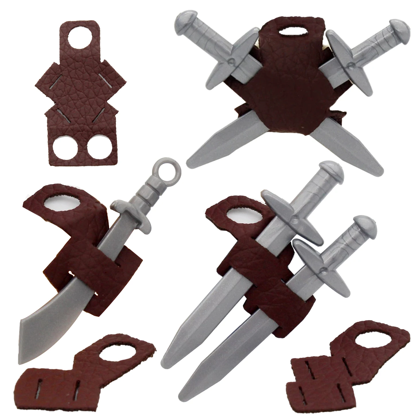 MOC Medieval Military Sword Strap Scabbard Belt Building Blocks Spear Warrior Knight Soldiers Weapons Accessories Bricks Toys