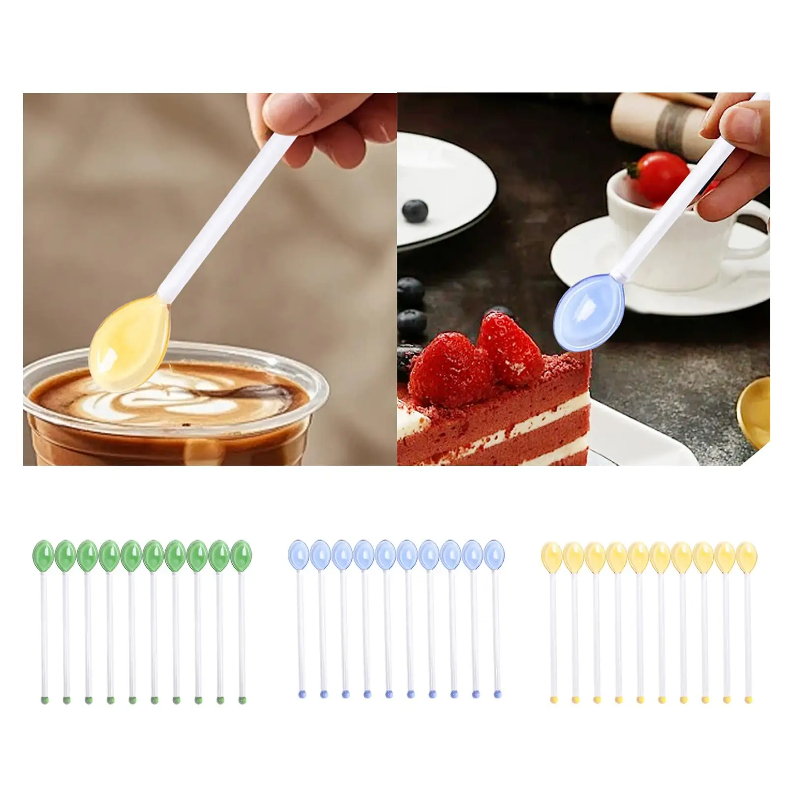 10x Glass Latte Spoons Mixing Rod Long Handle Resistant Teaspoons for Desserts Ice Cream Hot Chocolate Yogurt