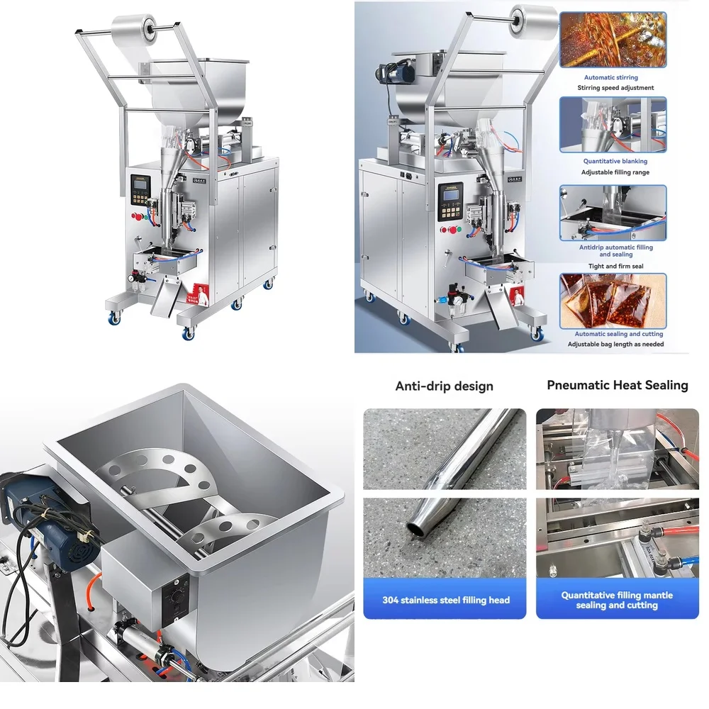 Electric Automatic Liquid Food Packaging Machine with ThreeSide Seal Back Sealing for Soy Sauce Batch Filling and Wrapping