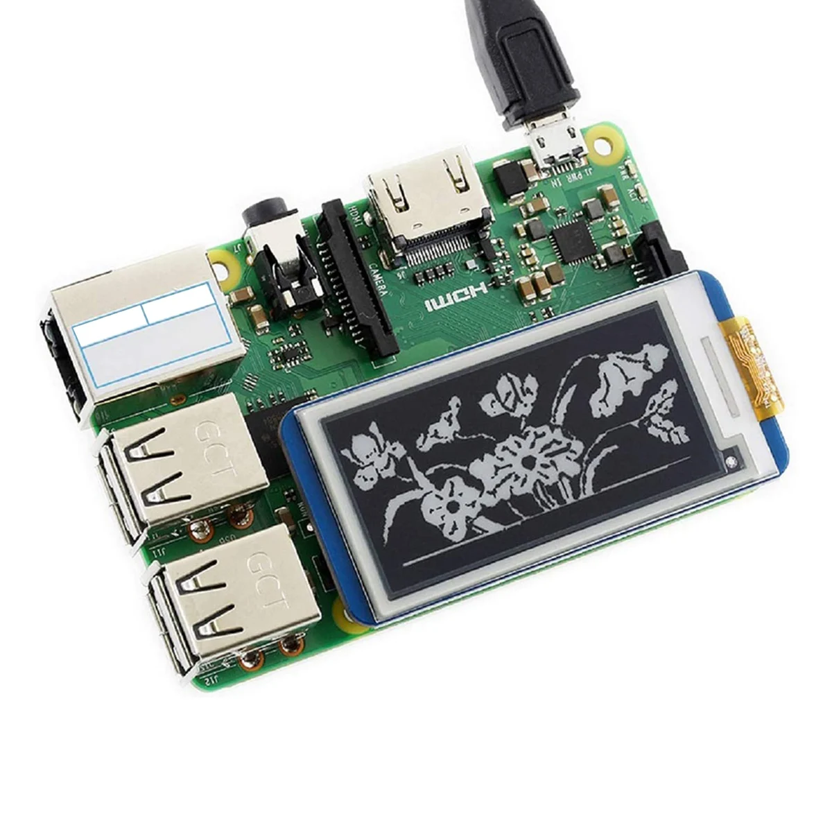 Waveshare 2,13-calowy wyświetlacz E-Ink HAT, czarny, biały dwukolorowy ekran LCD 250X122 pikseli z e-papierem dla Raspberry Pi 4B/3B+/3B/2B/Zero