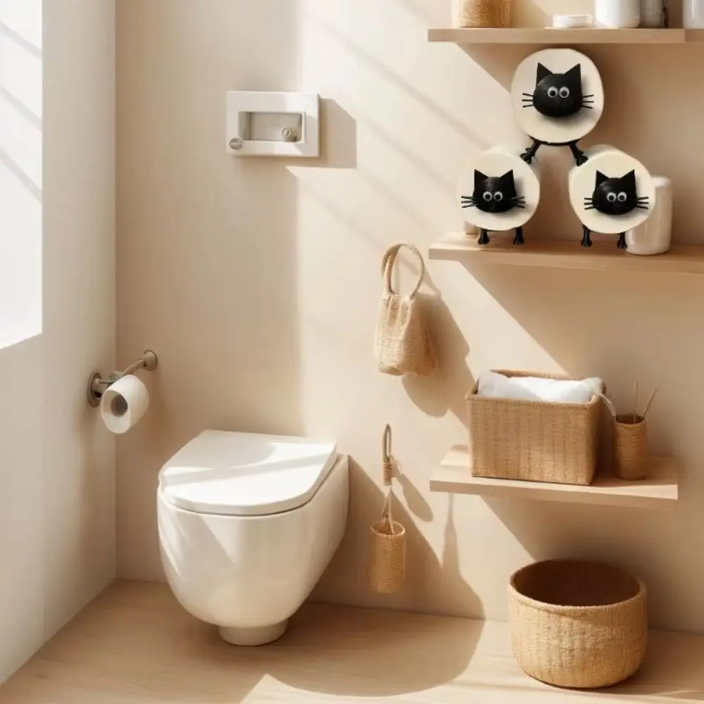 

3 PCS Cat Shape Roll Paper Holder 3D Printed Bath Storage Toilet Paper Rack Loo Roll Holder Plastic Toilet Tissue Rack Bathroom