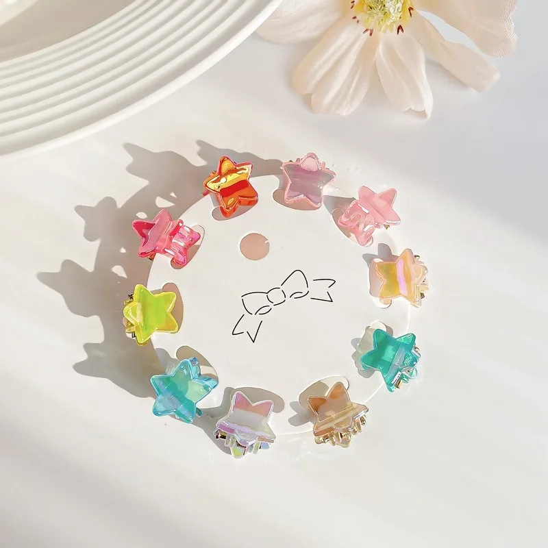 10pcs/set Candy Color Hair Claw Clip Mini Girls Hairgrips Summer Light Hair Small Grab Clip Hair Accessories for Women Wholesale