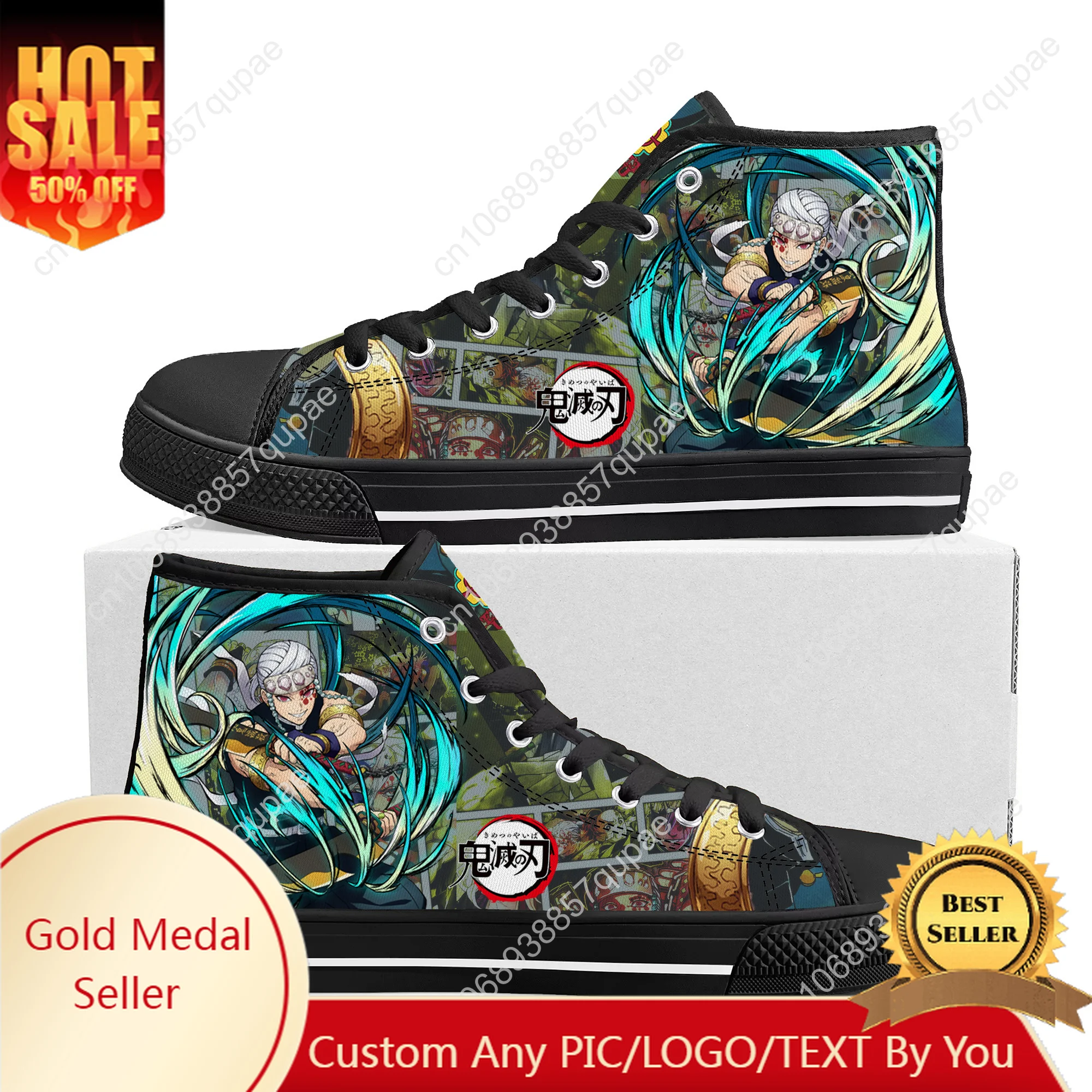 

Tengen Uzui High Top Sneakers Mens Women Teenager High Quality Trend Canvas Sneaker Cartoon Custom Built Casual Couple Shoes