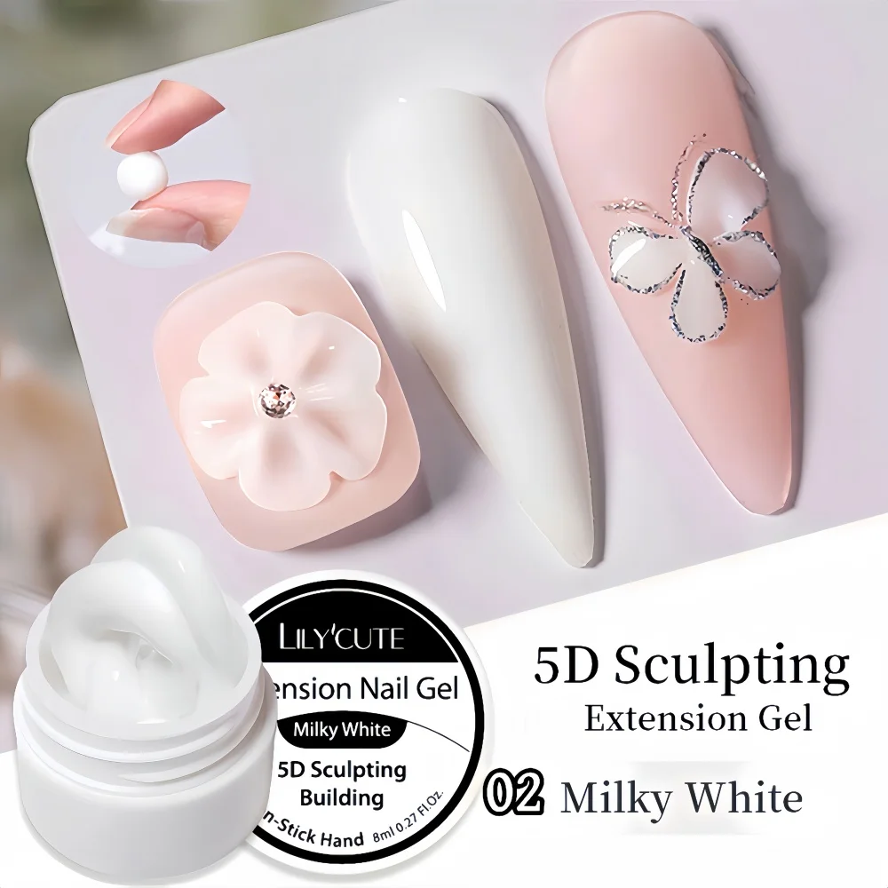 5D Nicht-Klebendes Handmodellier-Gel, 8ml Langanhaltende Überlagerung, Erzeugt 3D-Nagelformen, Salonqualität, Nagelkunst DIY – Detail 5