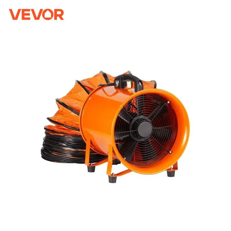 VEVOR Portable Ventilator 8 inch Heavy Duty Cylinder Fan with 33ft Duct Hose 195W Strong Shop Exhaust Blower 1070CFM Industrial